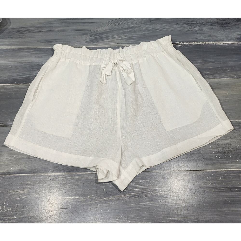 Seafolly White Linen-Blend Drawstring Beach Shorts